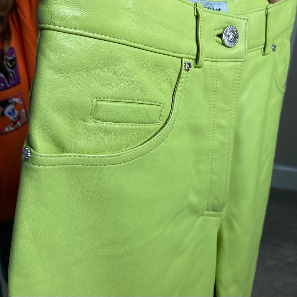 Vintage green Versace Leather Pants